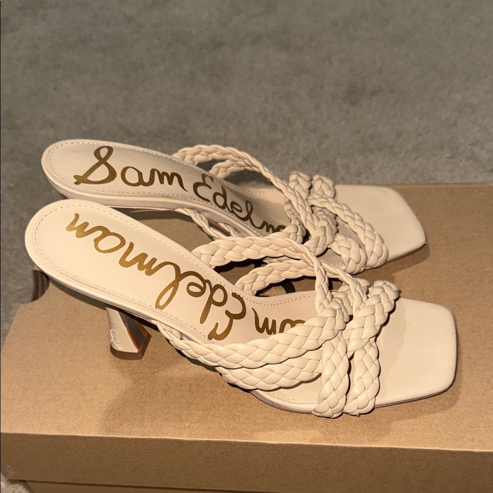 Sam Edelman Women's Braided Cream Heels